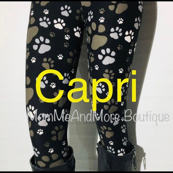 OS NEW Womens Capri Dog Paw Leggings Summer Crop Pants - Picture 4 of 7